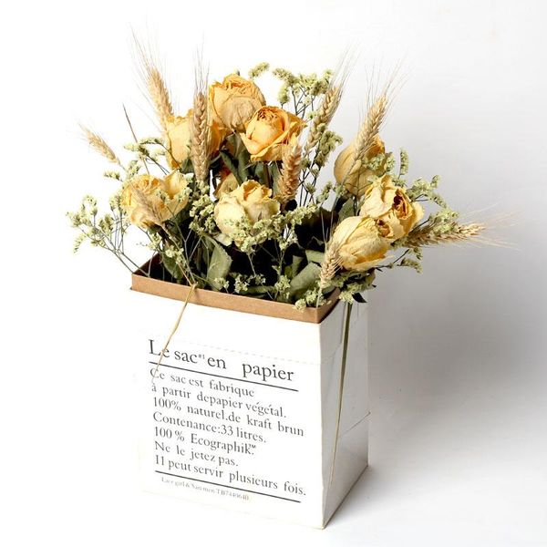 

dried natural flowers wedding flower bouquet eternal rose flores preservadas champagne vintage floral home decor accessories decorative & wr