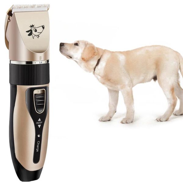 

dog grooming usb rechargeable electric pet hair trimmer remover tools kit (gold)