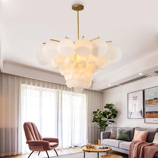 

pendant lamps romantic post-modern model room round acrylic sheet living dining roomflower shape lights mj1117