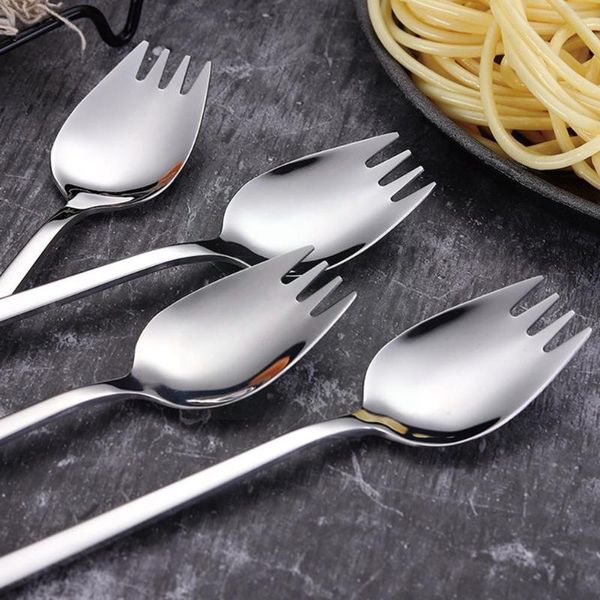 

forks spoon fork long handle salad reusable steel spork picnic outdoor dessert dinnerware 19*3.5cm spoons gold set