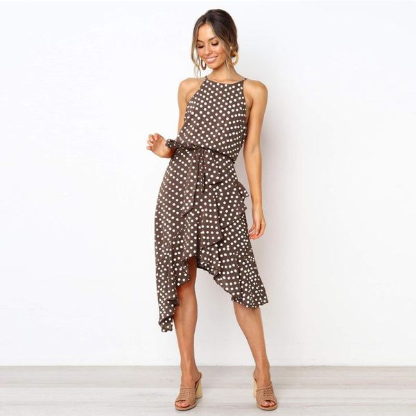 

summer woman dress fashion polka dot lace irregular ruffles 3-color women boho casual vintage dresses vestido robe, Black;gray