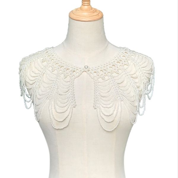 Collana di perle d'imitazione con perline fatte a mano Colletto finto Dichiarazione di abito da sposa da donna Scava fuori gioielli Accessori girocollo K3NF