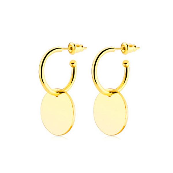 

hoop & huggie gold round earring womens fashion simple cake pendant earrings gifts for woman accessories stainless steel sweet hoops, Golden;silver