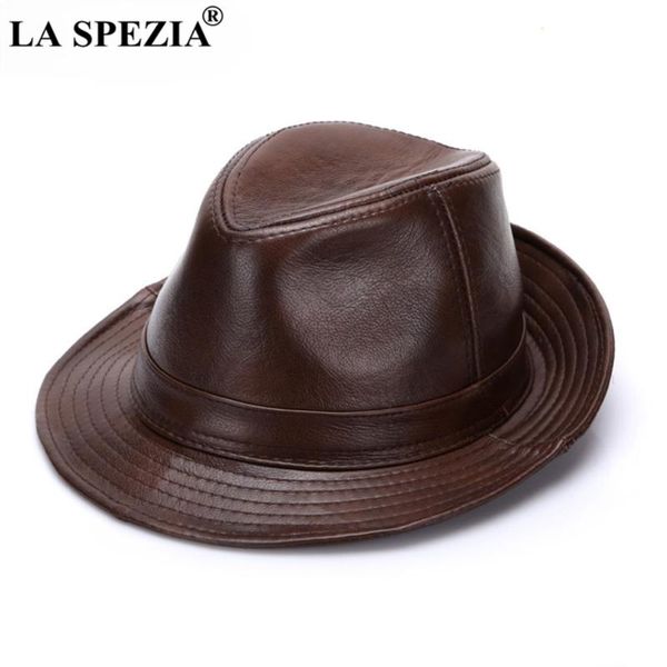 

fedora hat men brown genuine leather retro jazz caps gentleman real luxury spring classic felt trilby wide brim hats, Blue;gray