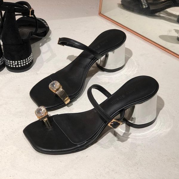 

sandals 2021 home slippers high heels out one word casual women's shoes, Black