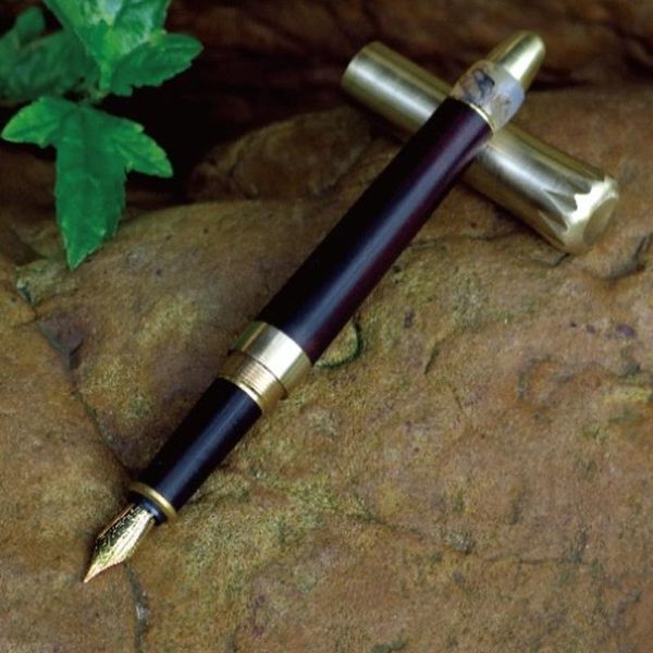 

deluxe handmade ebony wood brass agate fountain pen birthday gift writing pens