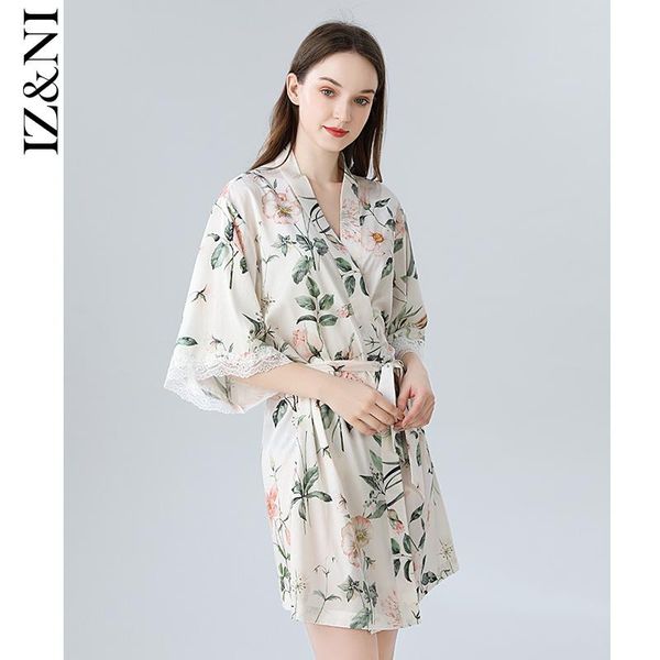 

women's sleepwear huai iizzini original 2021 robe female chun xia, thin peony with luxury household bathrobe morning gown, Black;red