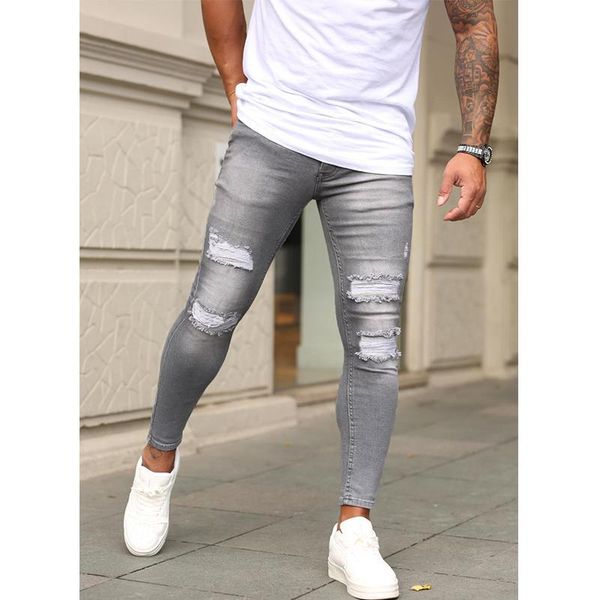 

men's jeans 2021 european and american ripped trend, Blue