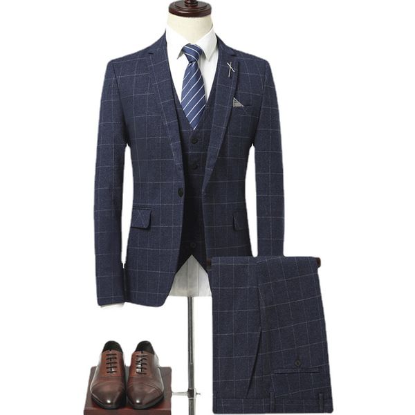 

men's suits & blazers (jacket + vest pants) evening brand senior bridegroom wedding men's formal business office 3-piece set of st, White;black