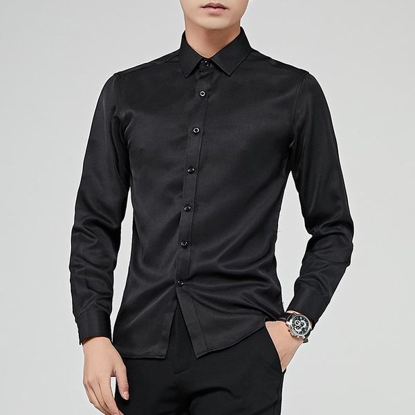 

men's casual shirts spring autumn man plus size loose shirt multicolor handsome business outdoor simple all-match fashion, White;black