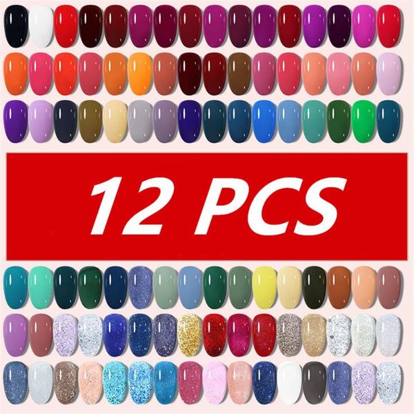 

nail gel 12pcs polish set manicure acrygel for uv extension semi-permanent, Red;pink