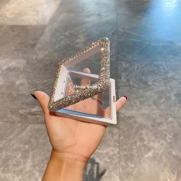 

jewelry pouches, bags transparent rhinestonejewelry ring earring display organizer case exquisite tray holder storage box, Pink;blue