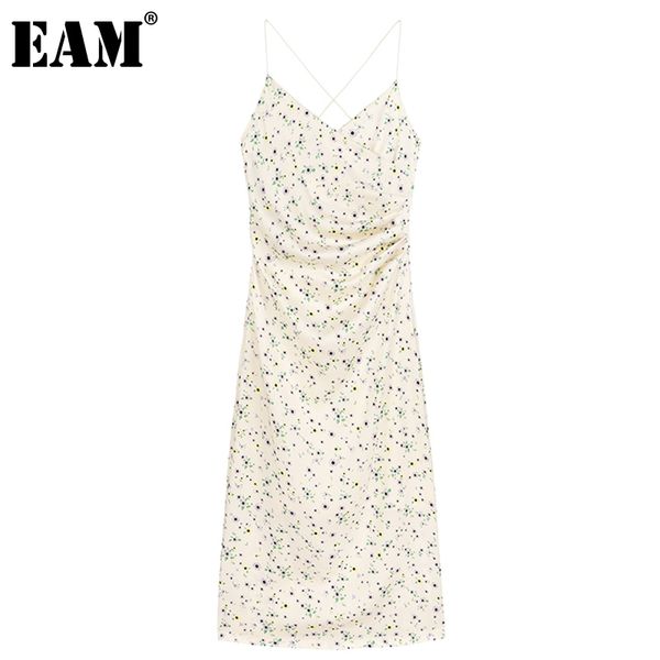 

[eam] women pattern printed temperament sling midi dress v-neck sleeveless loose fit fashion summer 1dd7799 21512, Black;gray