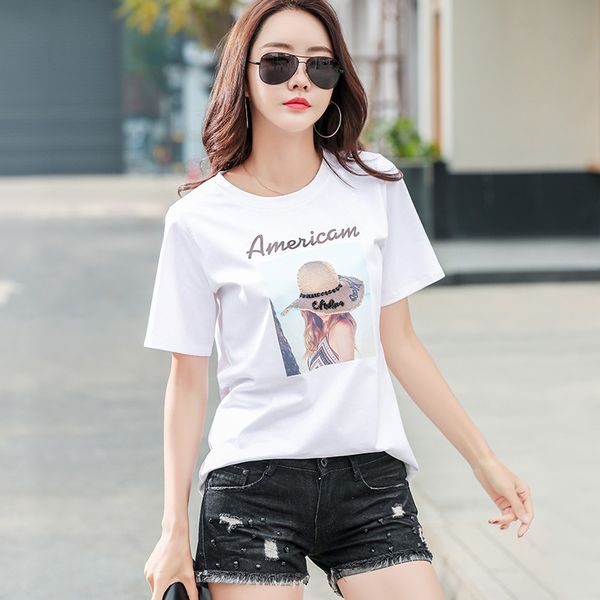 

women's t-shirt short sleeve shirt short t-shirt of women the female gender 5ey0, White