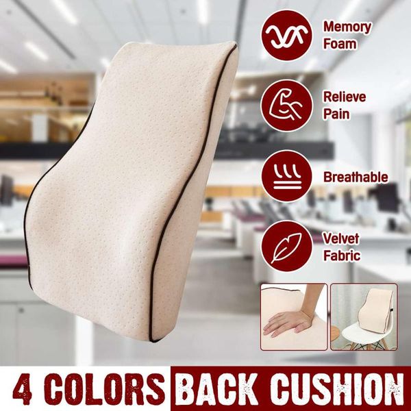 

cushion/decorative pillow 4 colors velvet memory foam back cushion chair support pain waist massage for home office