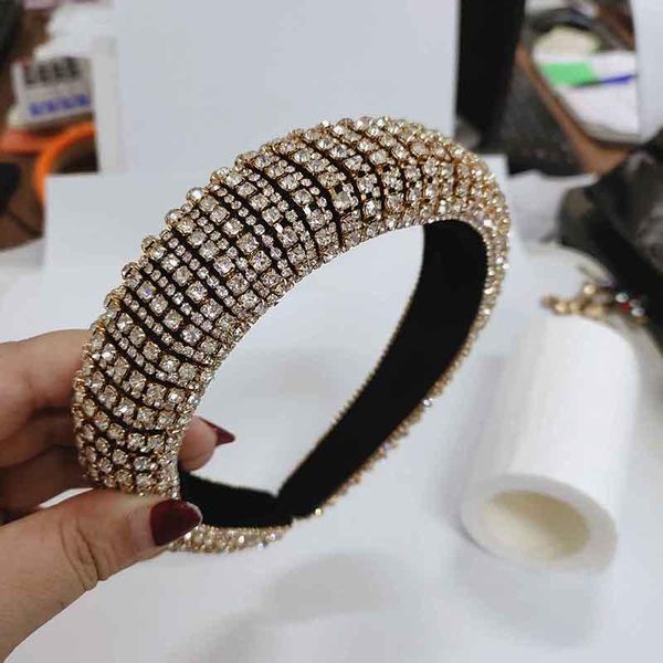 

hair clips & barrettes coloured diamond sponge band female wide style baroque party catwalk super flash luxury rhinestone ornaments ml, Golden;silver