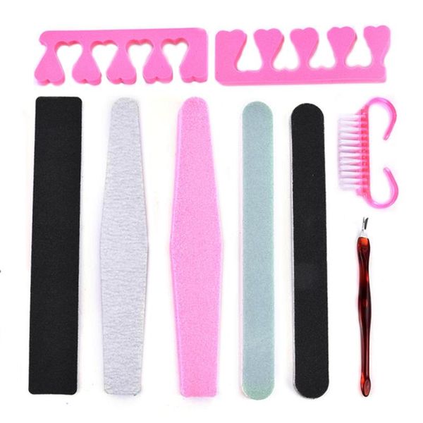 

nail art tools set dust brush cleaning buffer sponge block separator pusher uv gel remover cuticle polishing kits