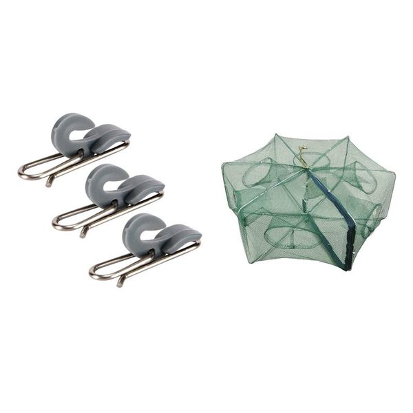 

fishing accessories 10pcs sea tackle impact clips with portable collapsible net trap landing