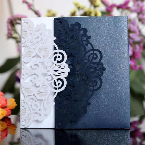 

greeting cards 10pcs european style laser cut wedding invitations tri-fold lace business invitation party decoration