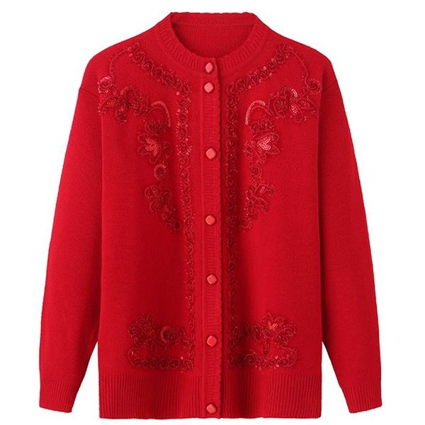 

women's knits & tees 2021 spring autumn jacket knitted sweaters women shirts coat fashion cardigan knit loose embroidery sweater, White