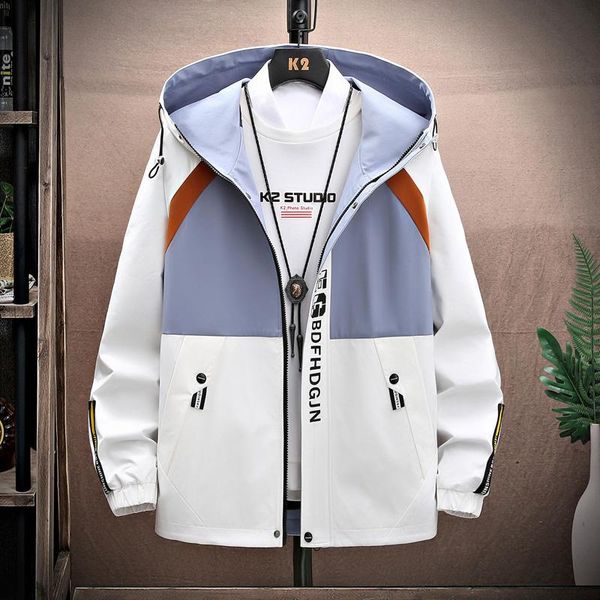

spring autumn patchwork streetwear jacket men size 3xl hooded casual loose print windbreaker male hip hop coat men's jackets, Black;brown