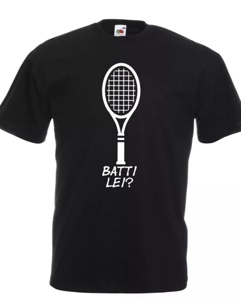 

t-shirt fantozzi paolo village batter you tennis racket filini movie comics, White;black
