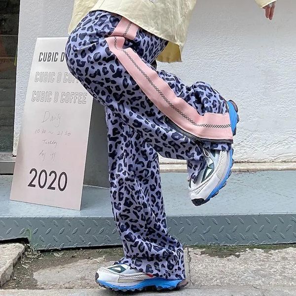 

women's pants & capris leopard print wide leg for women trousers high waist autumn female 2021 fashion oversize casual streetwear, Black;white