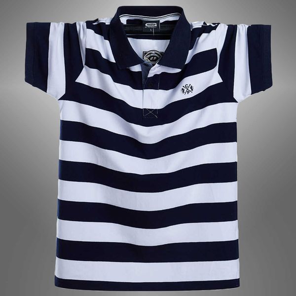 

men's polos summer men casual breathable plus size 6xl striped short sleeve polo shirt cotton business clothes tee bm6c, White;black