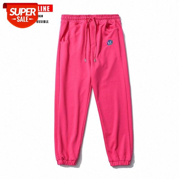 

tkpa solid color couple beam foot guard pants loose casual sweatpants #mh5c, Black