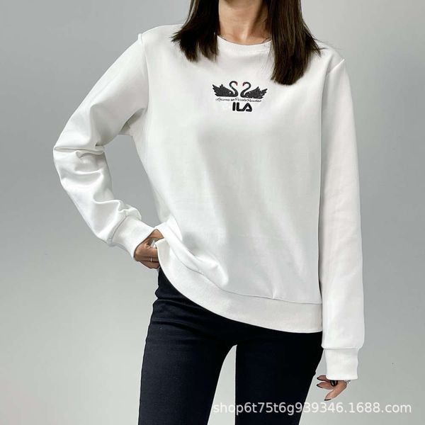 

21 autumn feijia women's leisure sports loose sweater fl diamond round neck pullover, Black