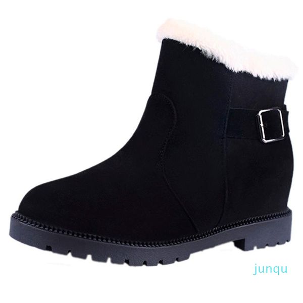 Wholesale-botas nice inverno liso quente redondo dedo do pé manter sapatos mulheres senhoras moda camurça fivela cinta neve