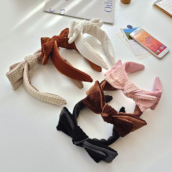 

double bow headband for women girls pure color small fresh face wash head hoop soft fabric hair band hair accessories, Silver
