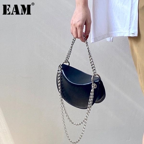 

evening bags [eam] women metal chain small quality pu leather flap personality all-match crossbody shoulder bag fashion tide 2021 18a3915