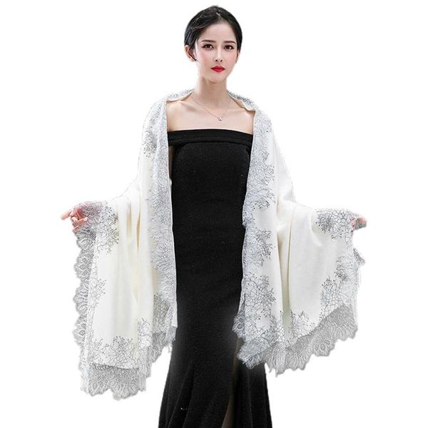 

scarves women pashmina large scarf vintage shawl wrap eyelash floral lace wedding cape, Blue;gray