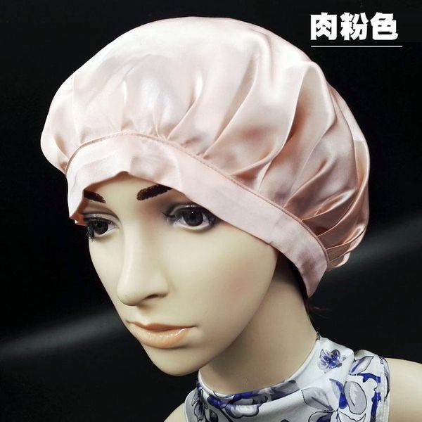 

2pcs 100% mulberry silk nightcap hair styling pure sleeping bonnet hat bonnets for women designer shower caps