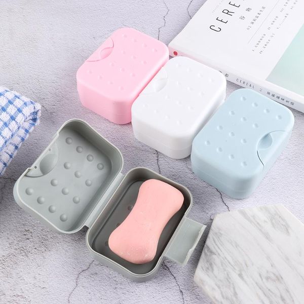 

soap dishes home portable travel anti-slip container with lid dish case washing box