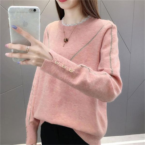 

women's sweaters fashion knitted bottoming shirts loose autumn and winter clothes outer wear h1238, White;black
