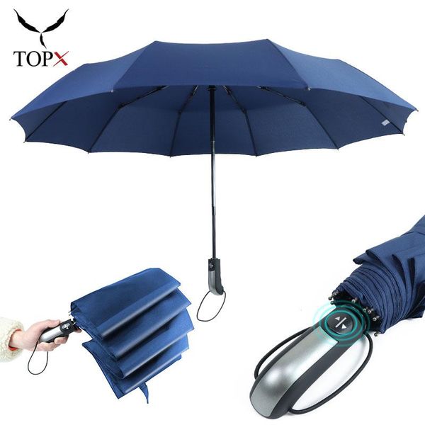

umbrellas windproof 10 ribs umbrella automatic 3folding men rain woman big women's portable business parasol paraguas