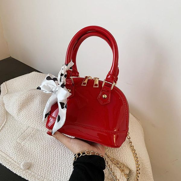 

evening bags patent leather shell bag small ribbons tote 2021 vintage women's designer handbag shoulder messenger