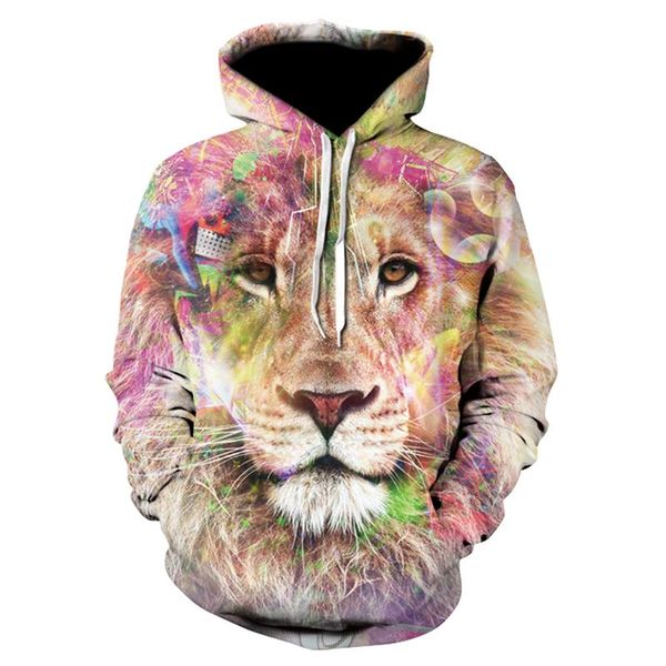 

men's hoodies & sweatshirts sweatshirt women's 3d hoodie printed animal lion pattern pullover casual creative, Black