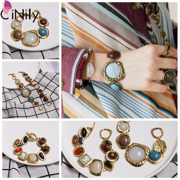 

link, chain cinily vintage multicolor gold women & girl jewelry party birthday gift bracelet ns2346-47, Black