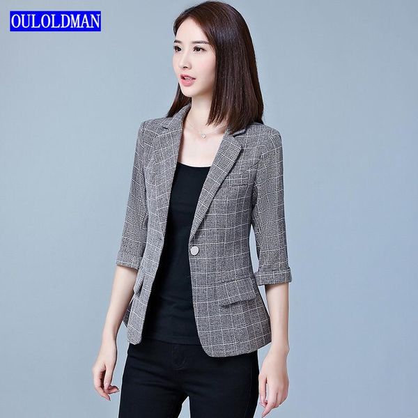 

women's suits & blazers 2021 women formal blazer jacket office lady work wear business notched single button gray korea brand elegant, White;black