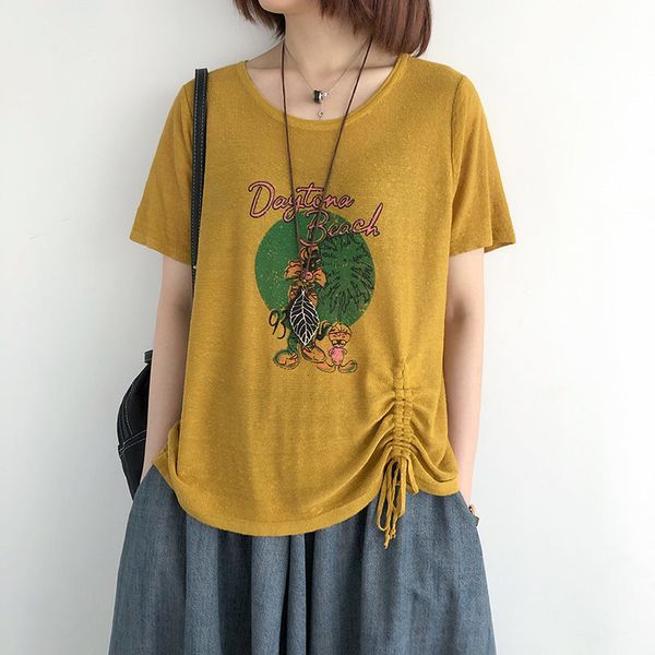 

tee summer section thin sleeve sweater female shirt printed short cord loose korean branch casual k624 0wjn, White