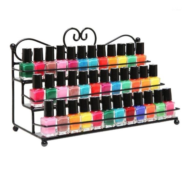 

nail polish organizer shelf rack display iron art three-layer holder wall mounted table perfume lip gloss lipstick equipment1, Silver