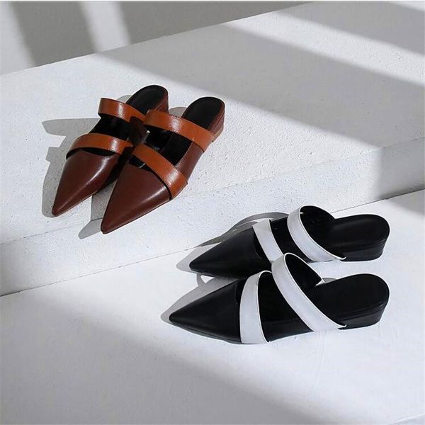 

sandals s pointed mid-strap ladies high heels black brown leather spring and autumn party shoes