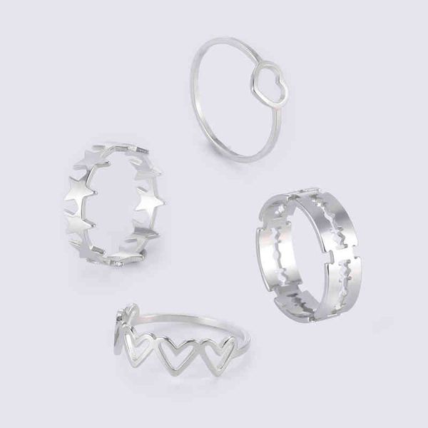 

teamer women ring stainless steel heart pentagram blade rings men couple fashion minimalist jewelry accessories wedding, Silver