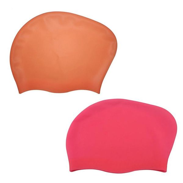 

2pcs silicone long hair swim cap silicon gel swimming hats caps for women men