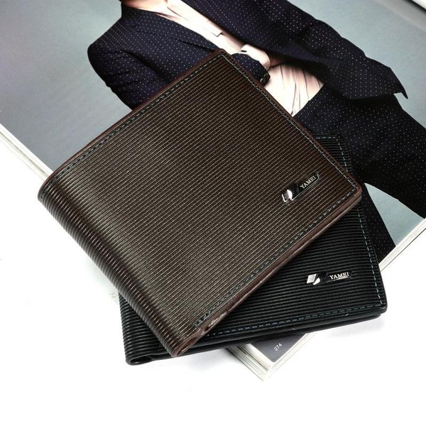 

wallets men's business casual short wallet plaid young man cross section fashion personality trend card bag, Red;black