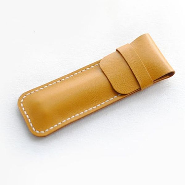 

handmade leather fountain pen bag school stationery pencil with lid bags