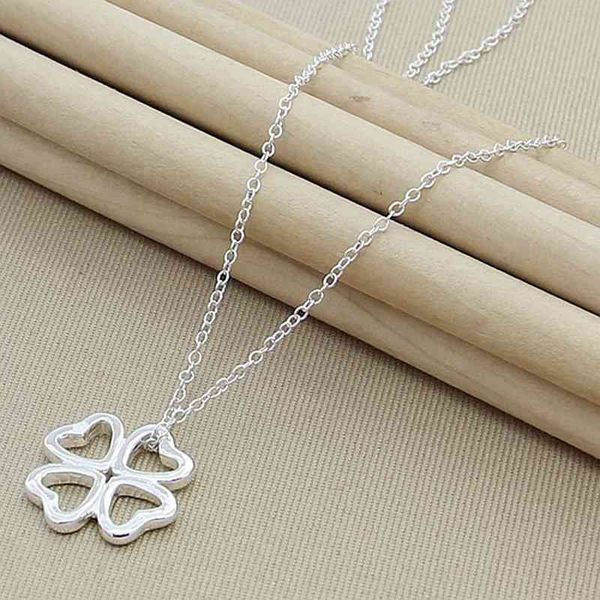 

classic 925 silver elegant four-leaf clover necklace pendant fashion jewelry